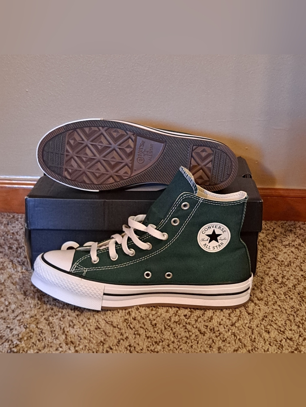 Converse Chuck Taylor All Star Platform Sneakers Green Envy Youth 6 Women 8